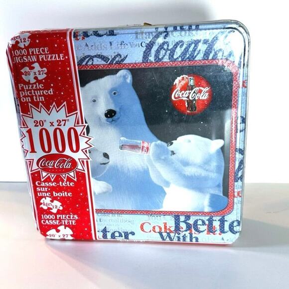 Vintage Coca-Cola Polar Bear 1000 Piece Puzzle Collector Tin Limited Edition - Picture 1 of 2